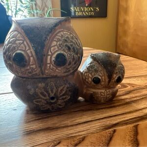 Vintage Porcelain Mother Owl with Baby Owl Incense Burner (OMC Japan)